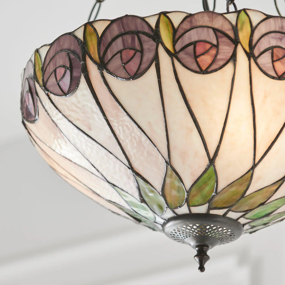 TF Hutchinson Tiffany Pendant - Inverted Art Glass Adjustable Pendant Light for Home