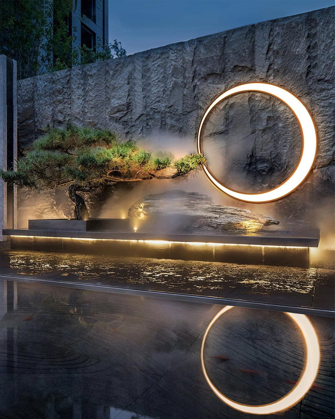 Moon Stainless Steel Wall Lamp - Black Celestial Fixture for Outdoor