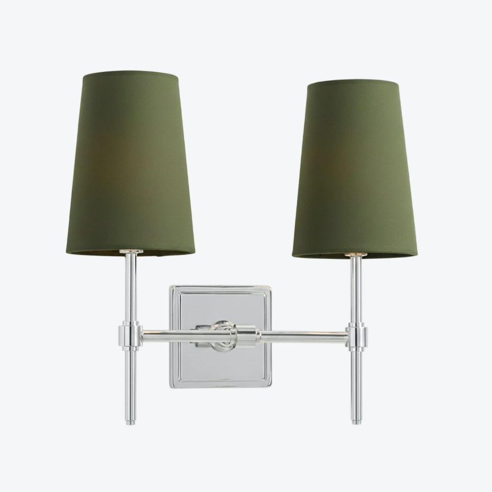 Derlina White Linen Shades Wall Lamp – Retro Metal Multi-Head Lighting Fixture