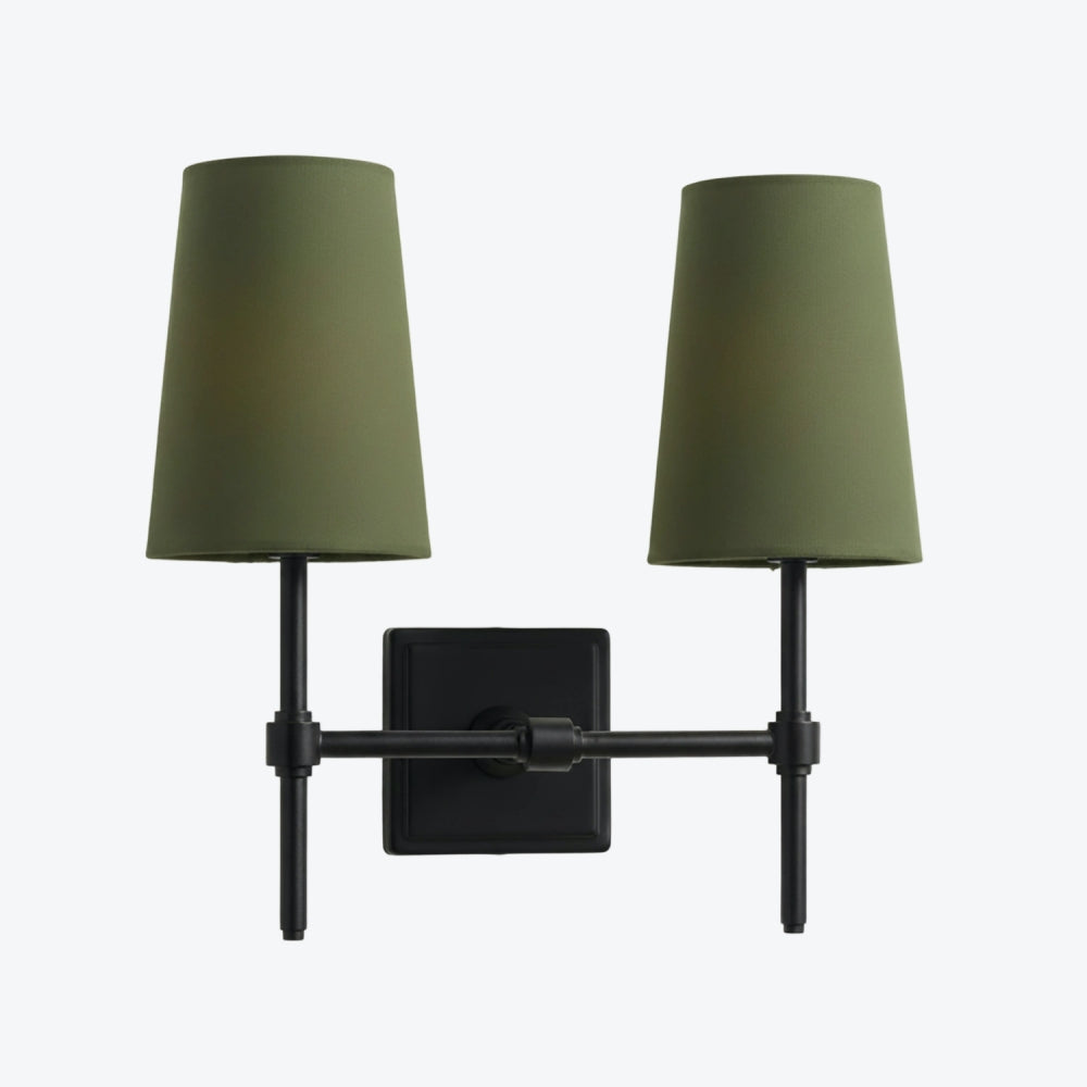 Derlina White Linen Shades Wall Lamp – Retro Metal Multi-Head Lighting Fixture