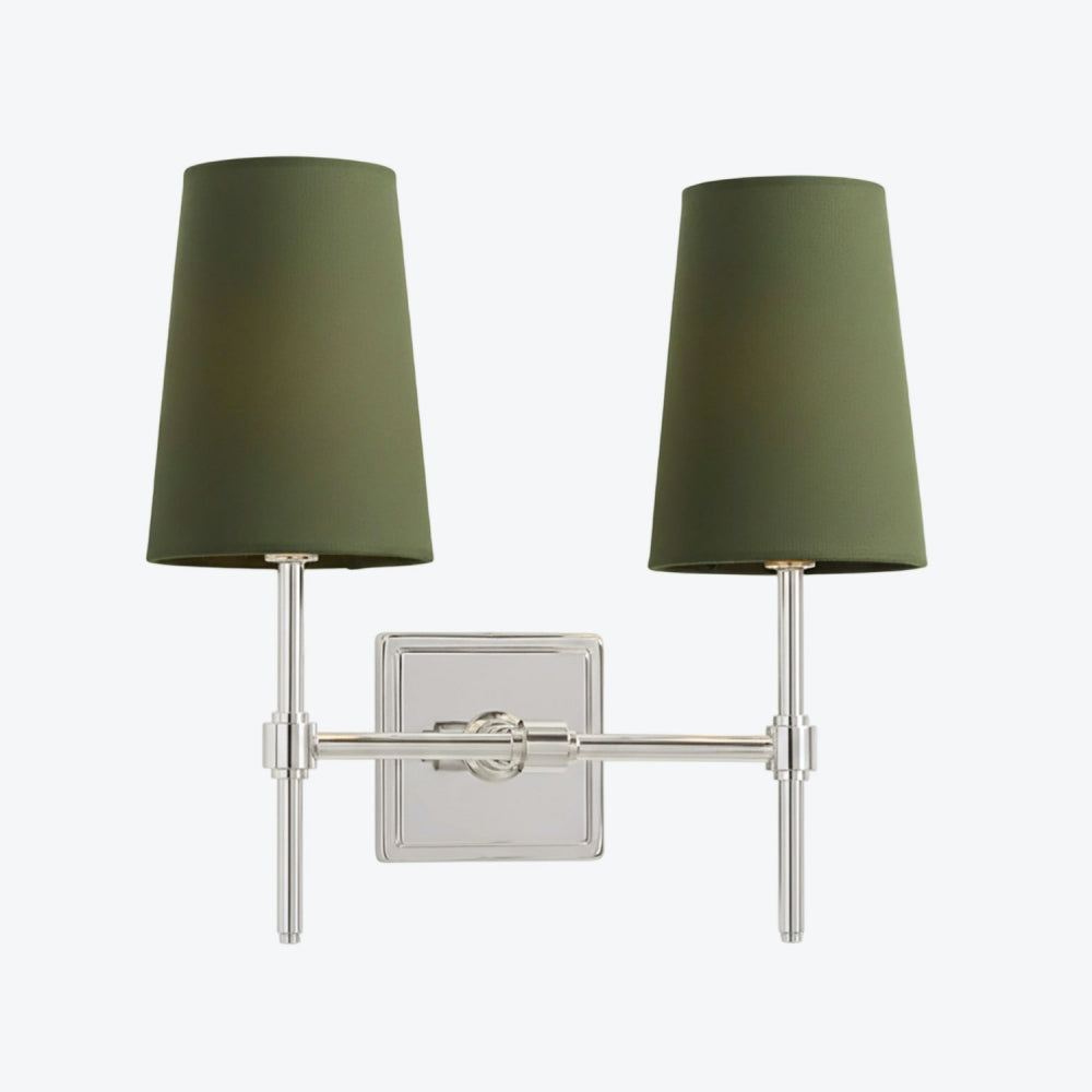 Derlina White Linen Shades Wall Lamp – Retro Metal Multi-Head Lighting Fixture