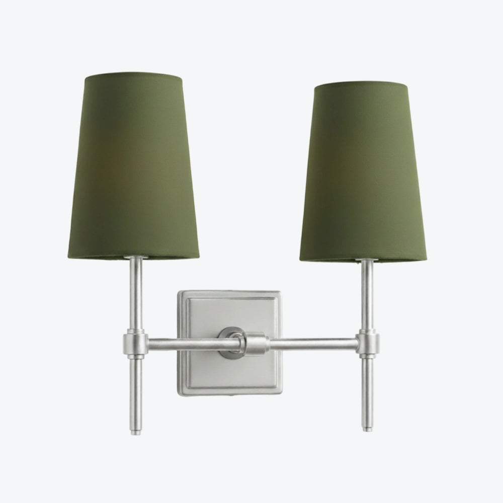 Derlina White Linen Shades Wall Lamp – Retro Metal Multi-Head Lighting Fixture