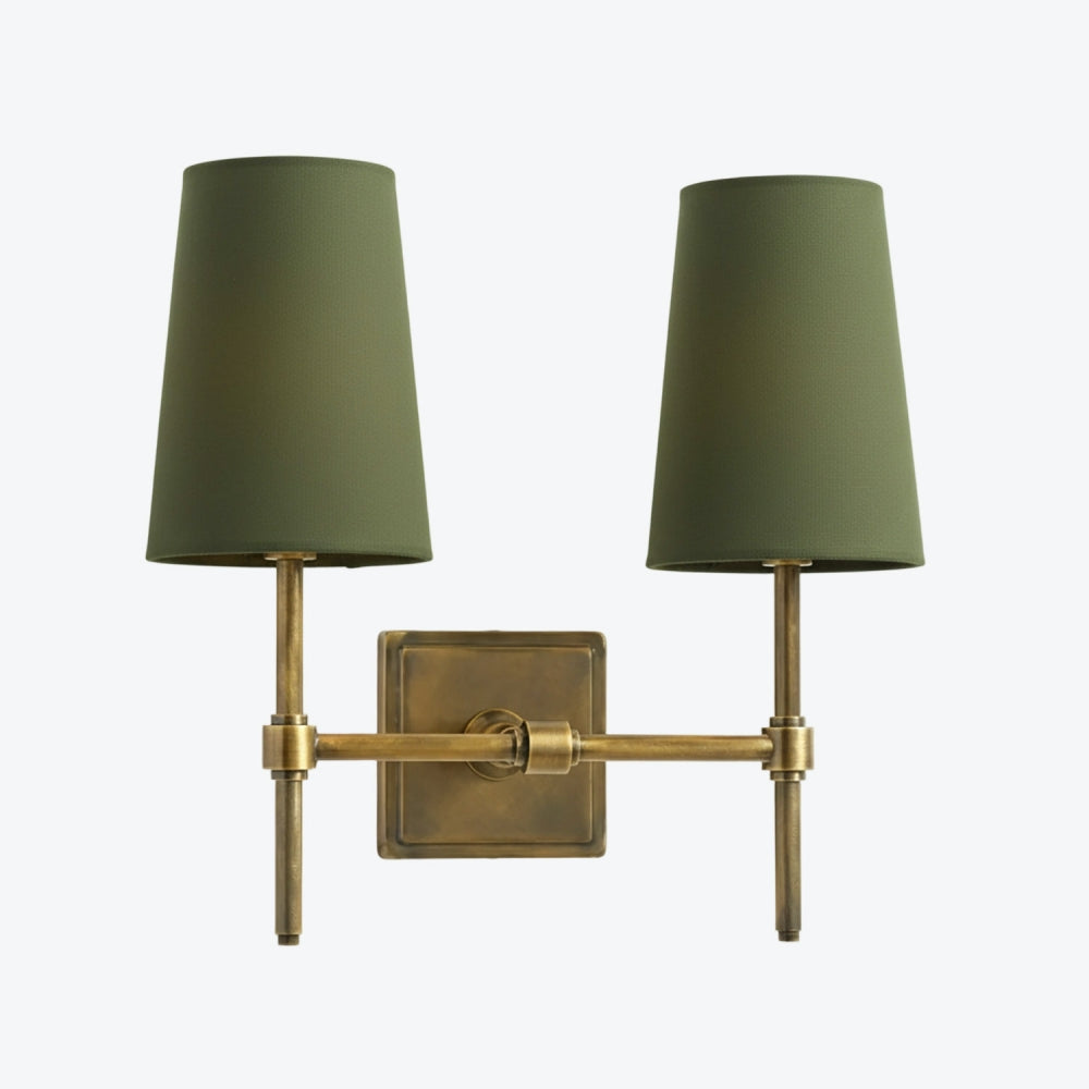 Derlina White Linen Shades Wall Lamp – Retro Metal Multi-Head Lighting Fixture