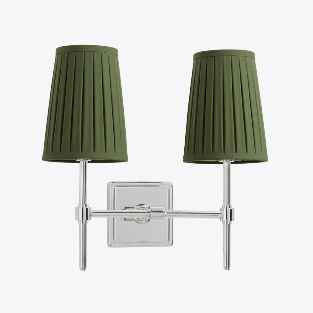 Derlina White Linen Shades Wall Lamp – Retro Metal Multi-Head Lighting Fixture