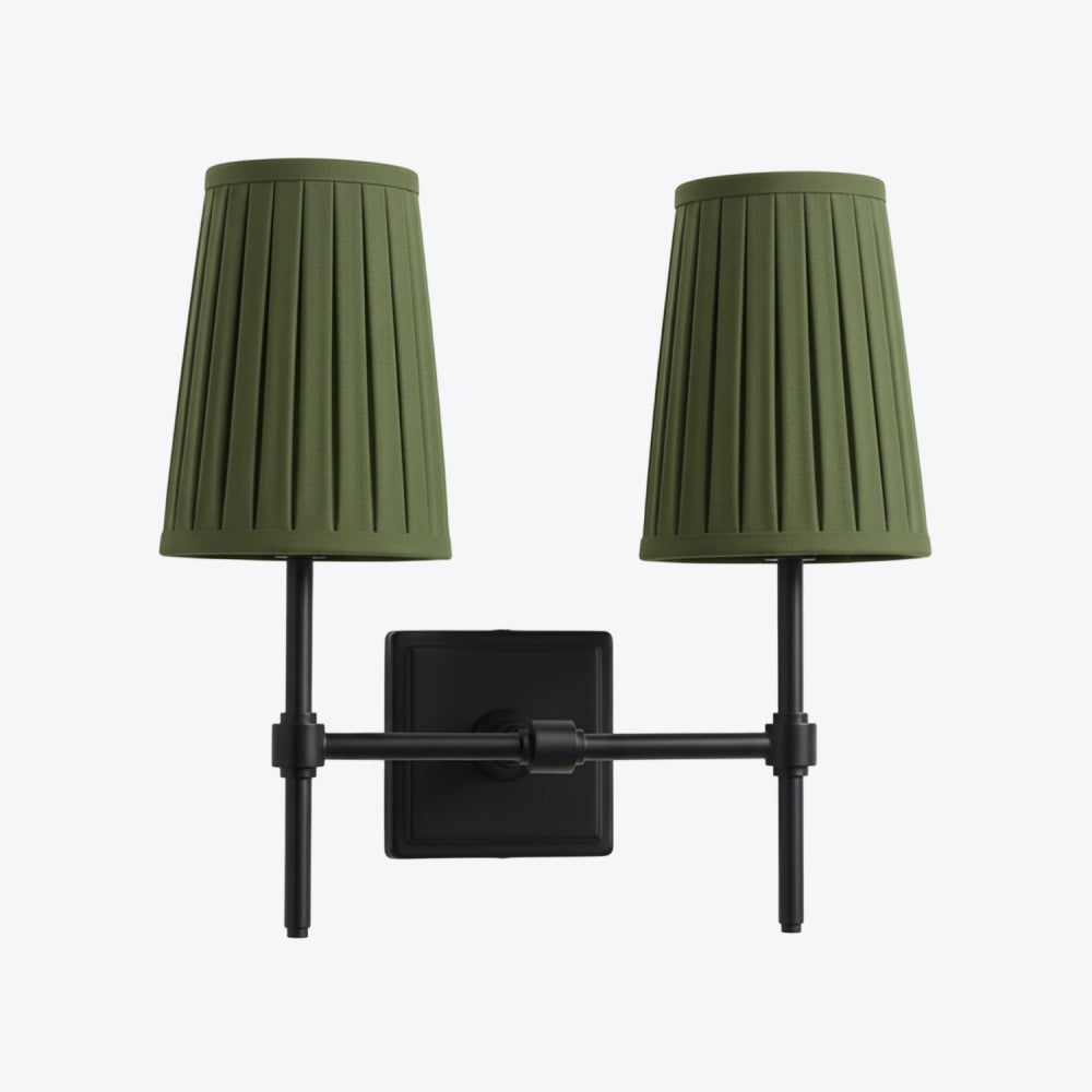 Derlina White Linen Shades Wall Lamp – Retro Metal Multi-Head Lighting Fixture