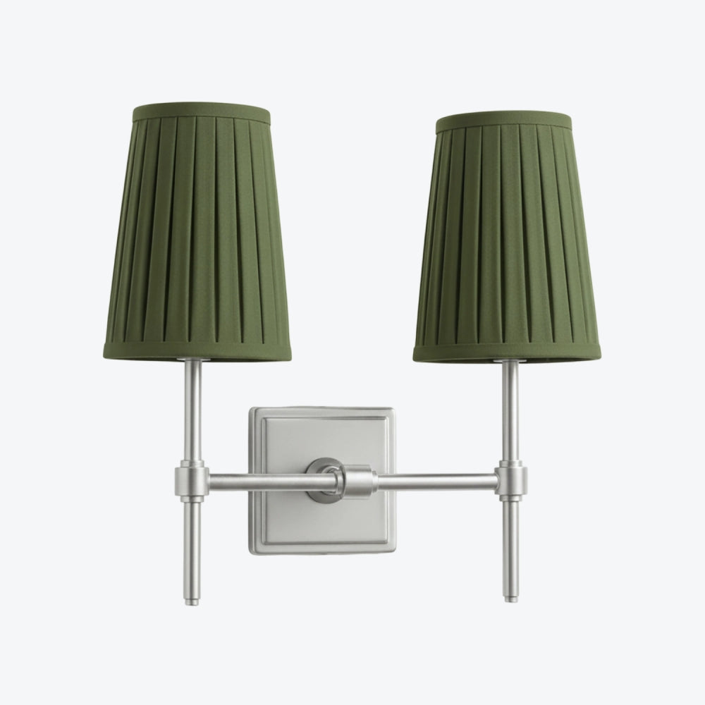 Derlina White Linen Shades Wall Lamp – Retro Metal Multi-Head Lighting Fixture