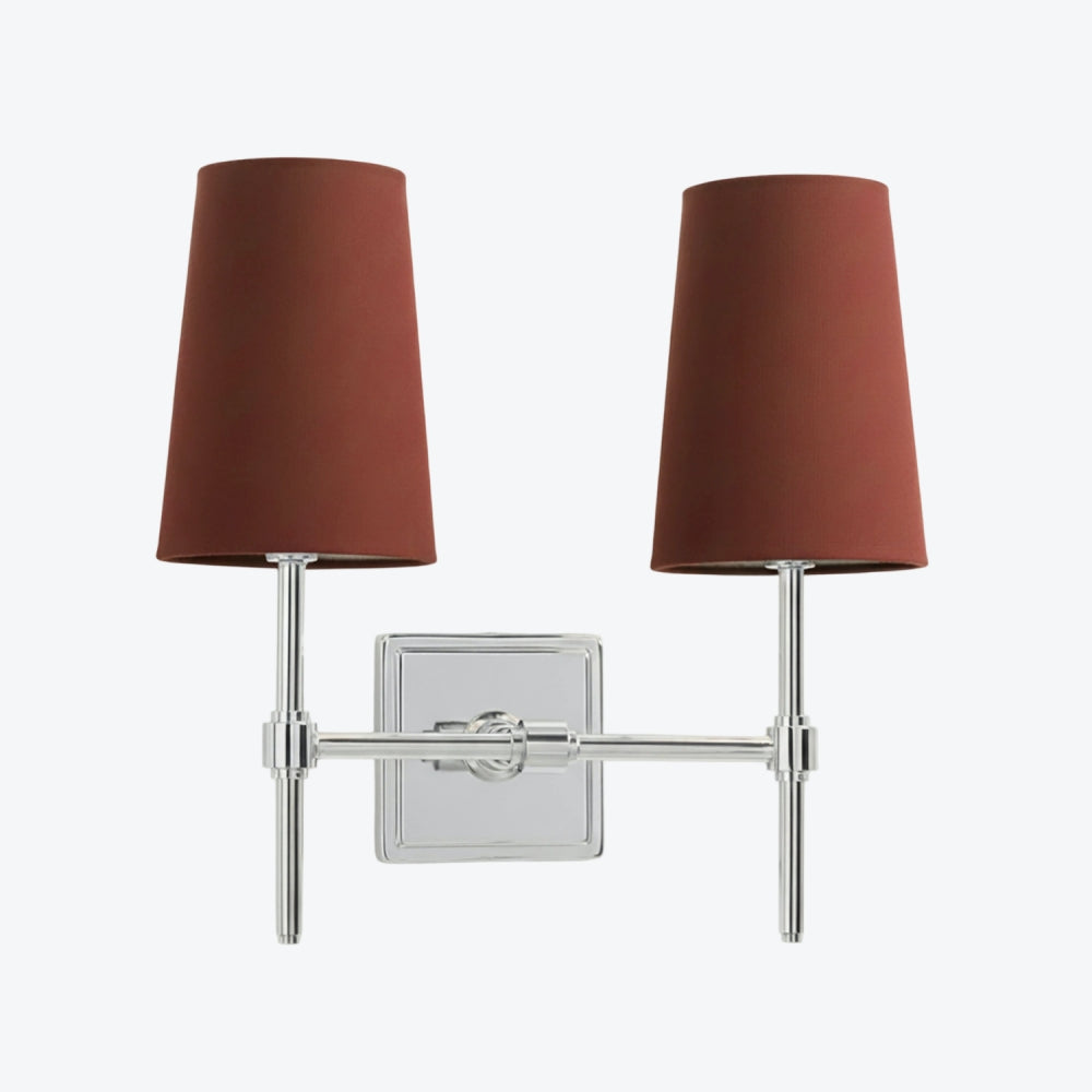 Derlina White Linen Shades Wall Lamp – Retro Metal Multi-Head Lighting Fixture