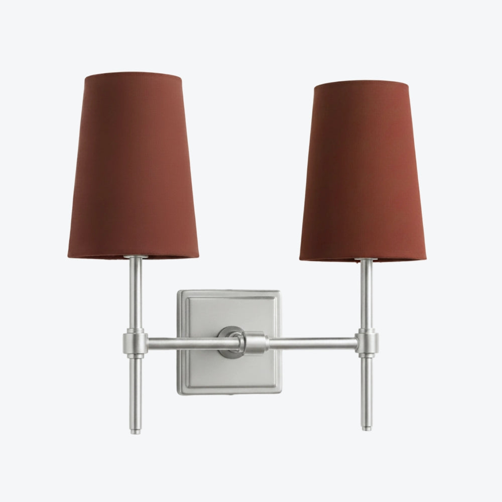 Derlina White Linen Shades Wall Lamp – Retro Metal Multi-Head Lighting Fixture