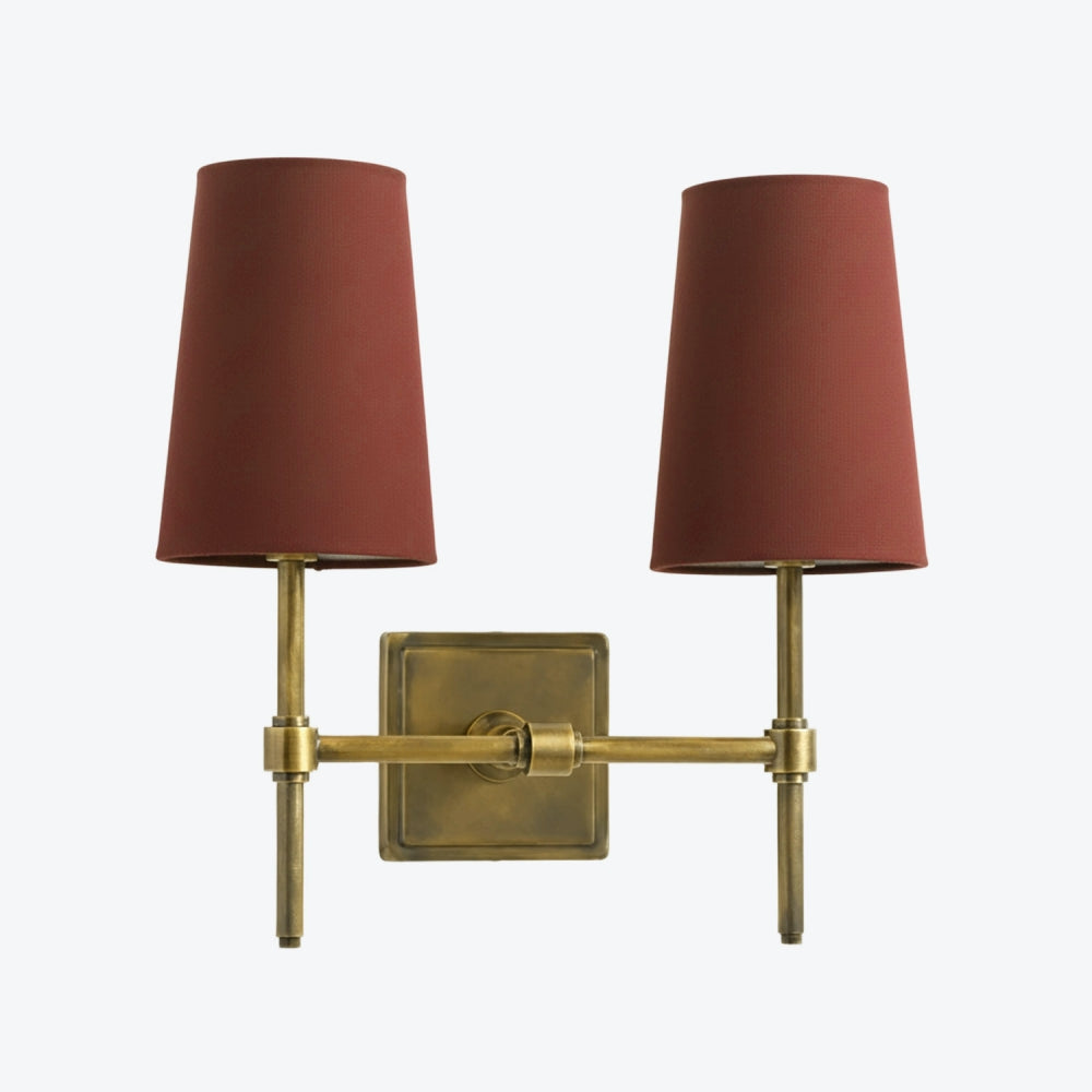 Derlina White Linen Shades Wall Lamp – Retro Metal Multi-Head Lighting Fixture