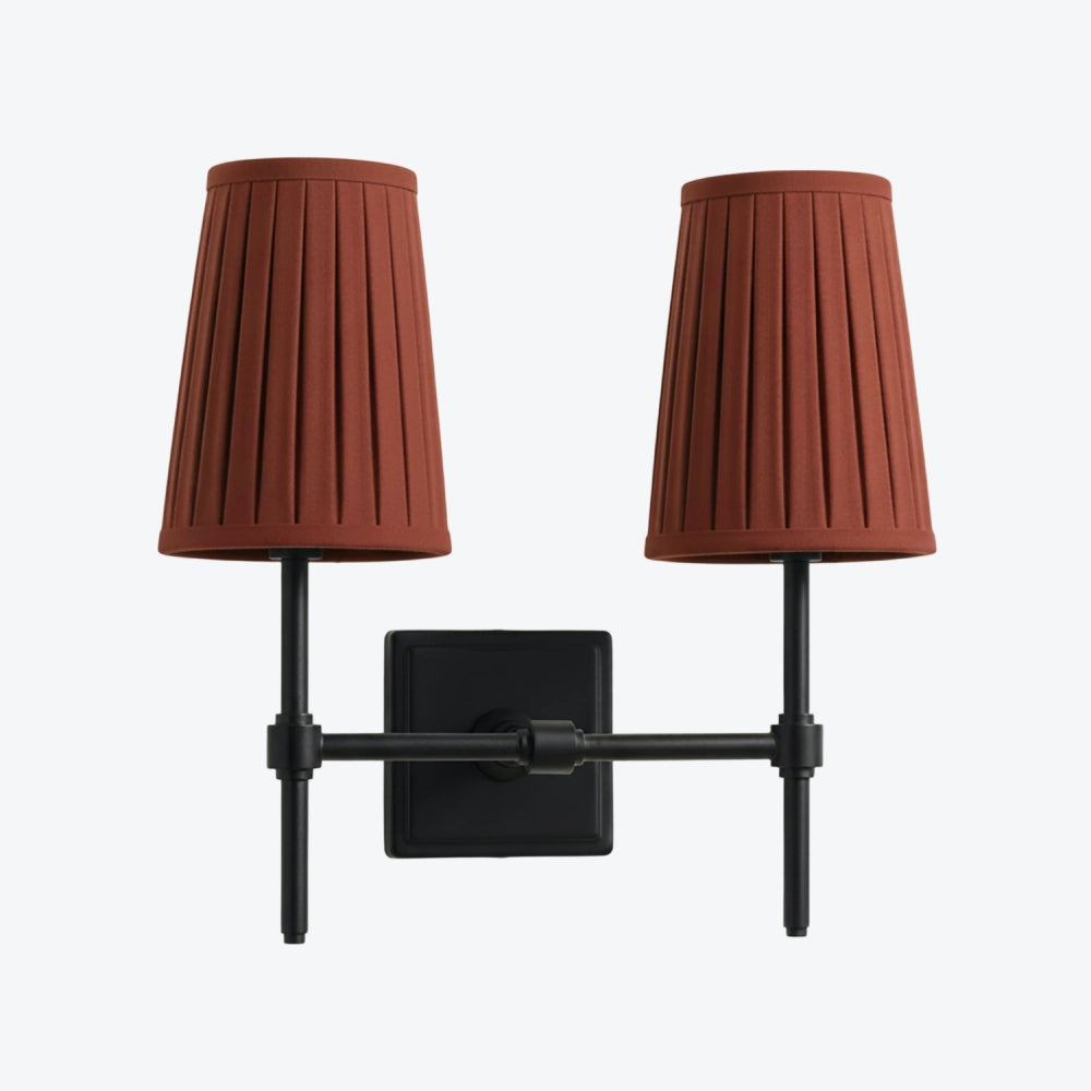 Derlina White Linen Shades Wall Lamp – Retro Metal Multi-Head Lighting Fixture