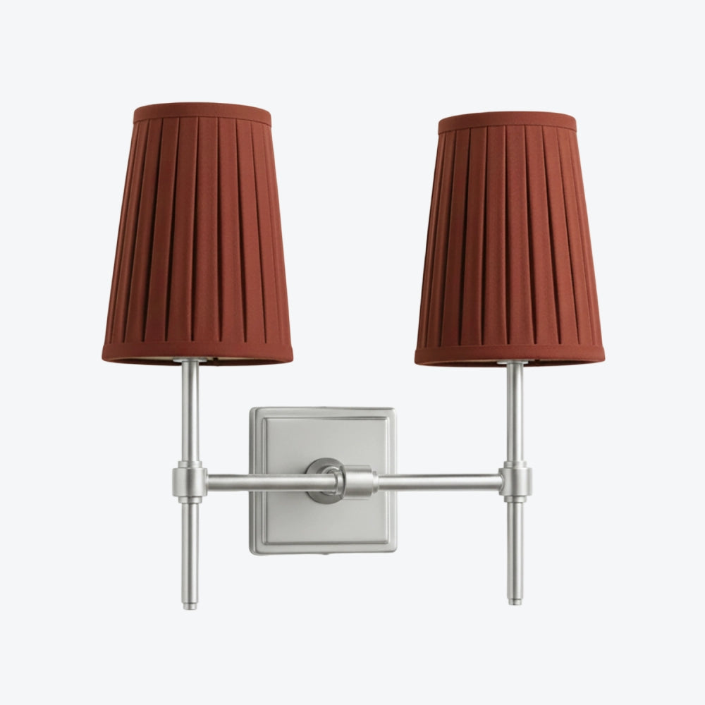 Derlina White Linen Shades Wall Lamp – Retro Metal Multi-Head Lighting Fixture