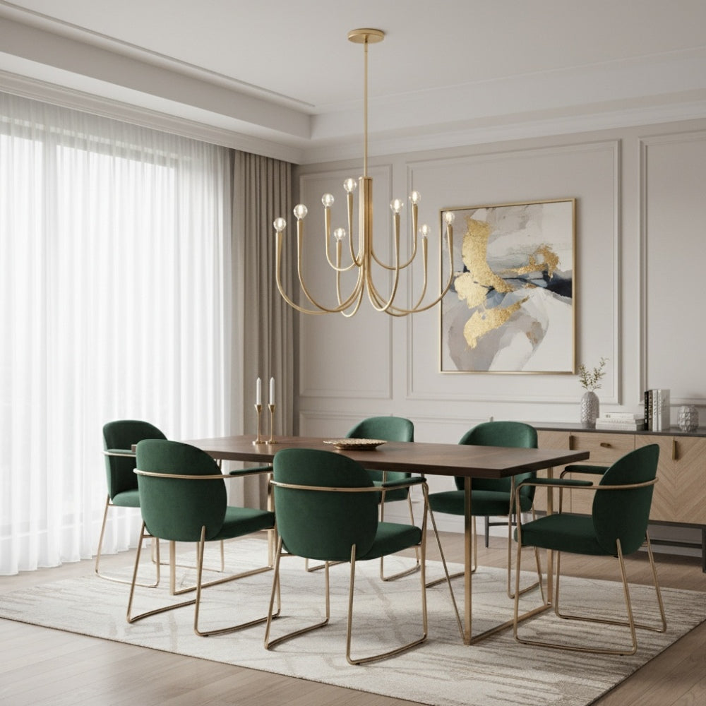 Borvia Metal Swoop Arm Chandelier - Modern Arc Lamp for Living Room