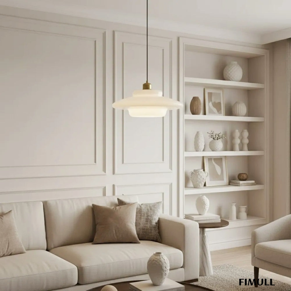 Opalisse Milk Glass Dome Pendant Lamp - Art Deco Pendant Light for Dining Room