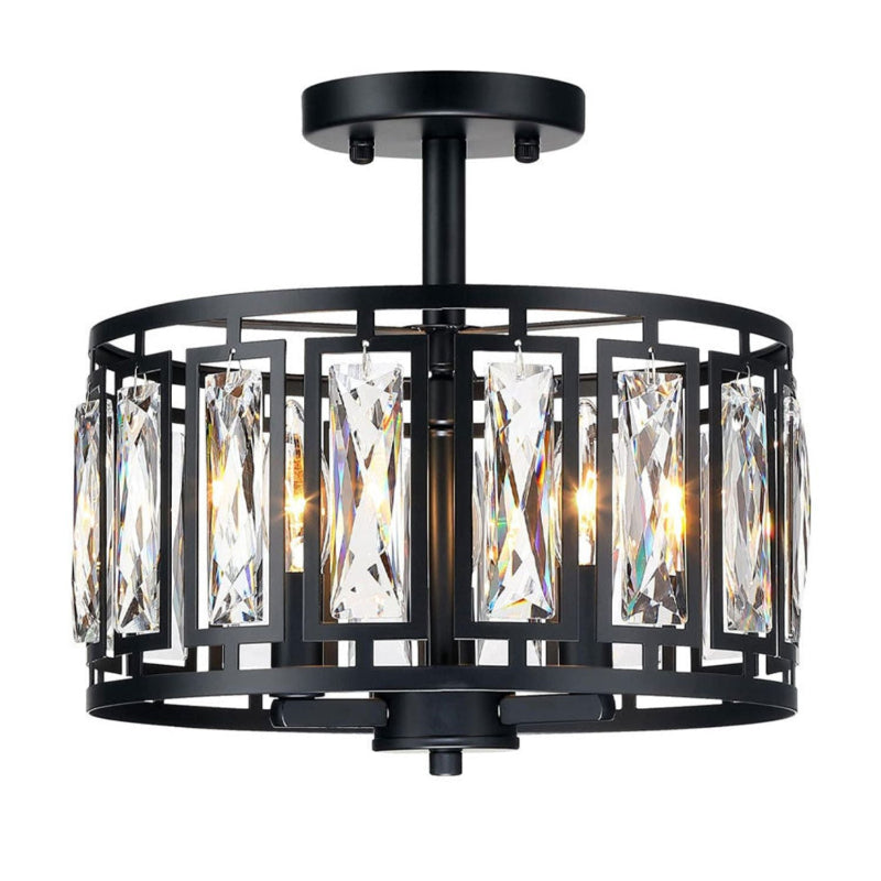 Moderne Trommelförmige Deckenlampe aus Kristallmetall