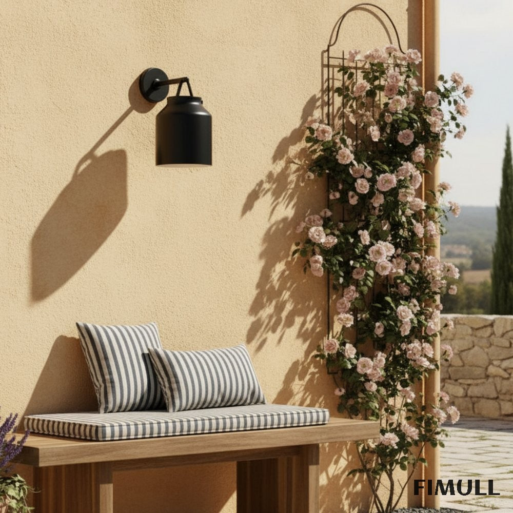 Hanton Metal Outdoor Wall Sconce - Matte Black Industrial Light Fixture