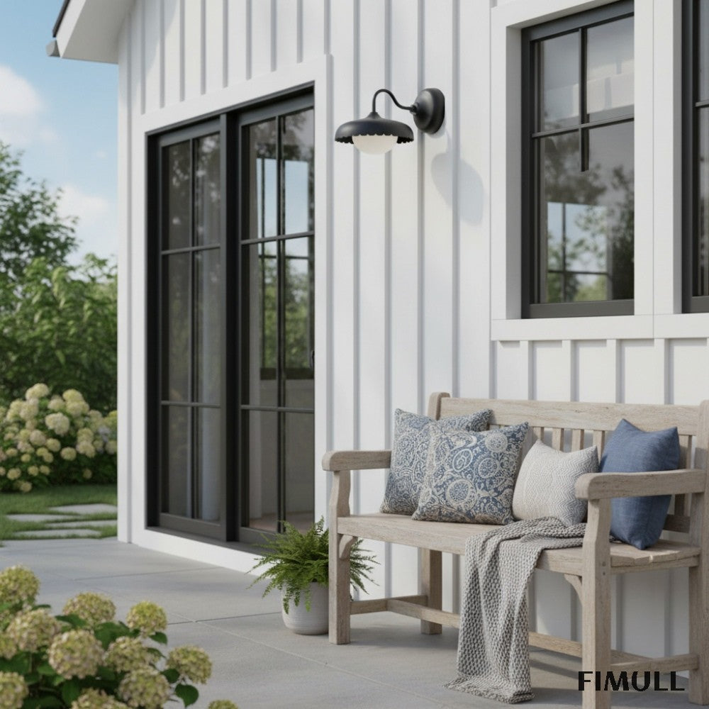 Rayla Metal Outdoor Wall Sconce - Modern Scallop Edge Light for Patio