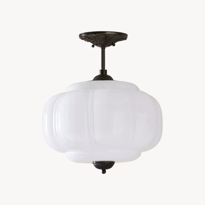 Vintage Milk Glass Eloise Semi-Flush Mount Pendant Light