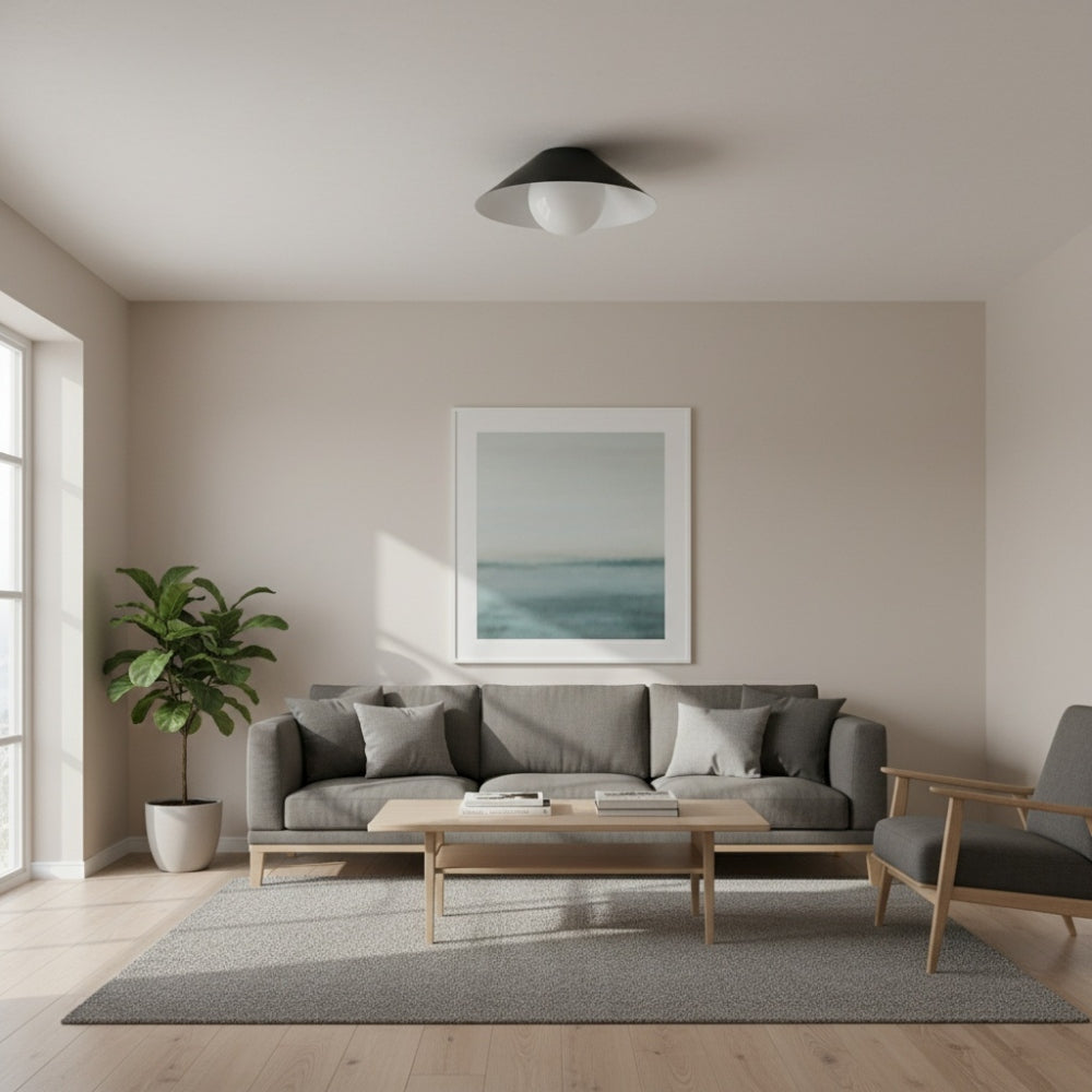 Brivana Metal Semi-Flush Ceiling Light - Modern Cone Lamp for Hallway