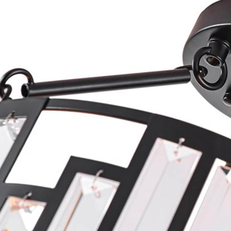 Industrielle Käfig-Deckenlampe aus schwarzem Kristall