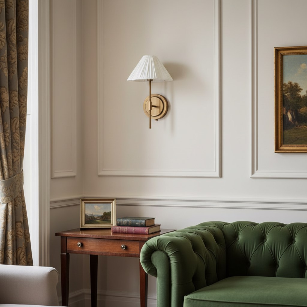 Lindi - aged brass and linen scalloped wall light