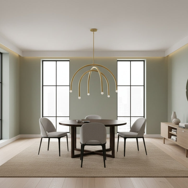 Borvia Rotatable Arm Chandelier - Modern Arc Metal Lamp for Living Room