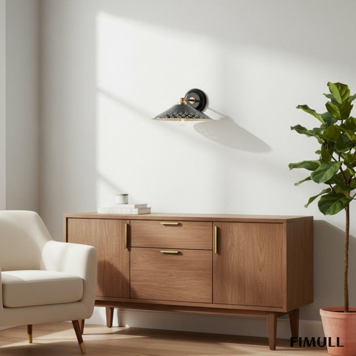 Auriglow Brass Wall Sconce - Perforated Modern Wall Light for Hallway