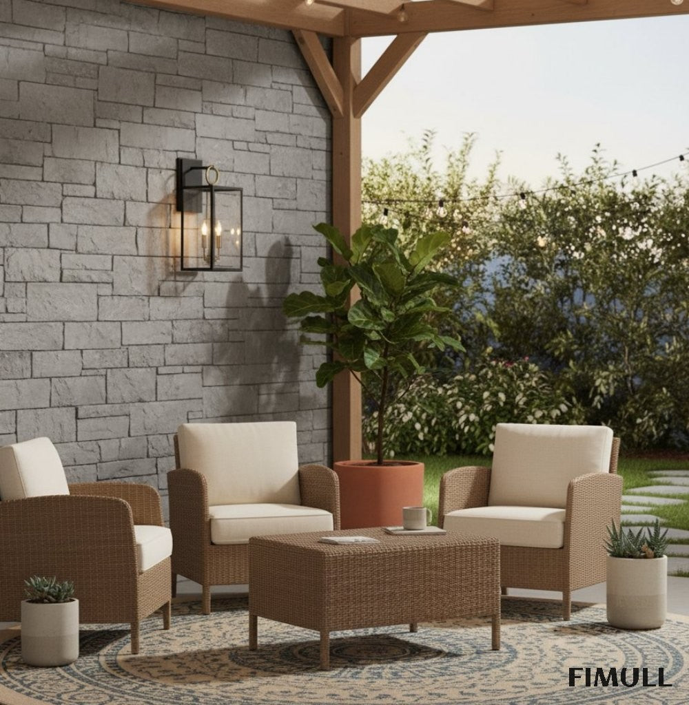 Ferrix Iron Outdoor Wall Lamp - Industrial Rectangular Glass Sconce