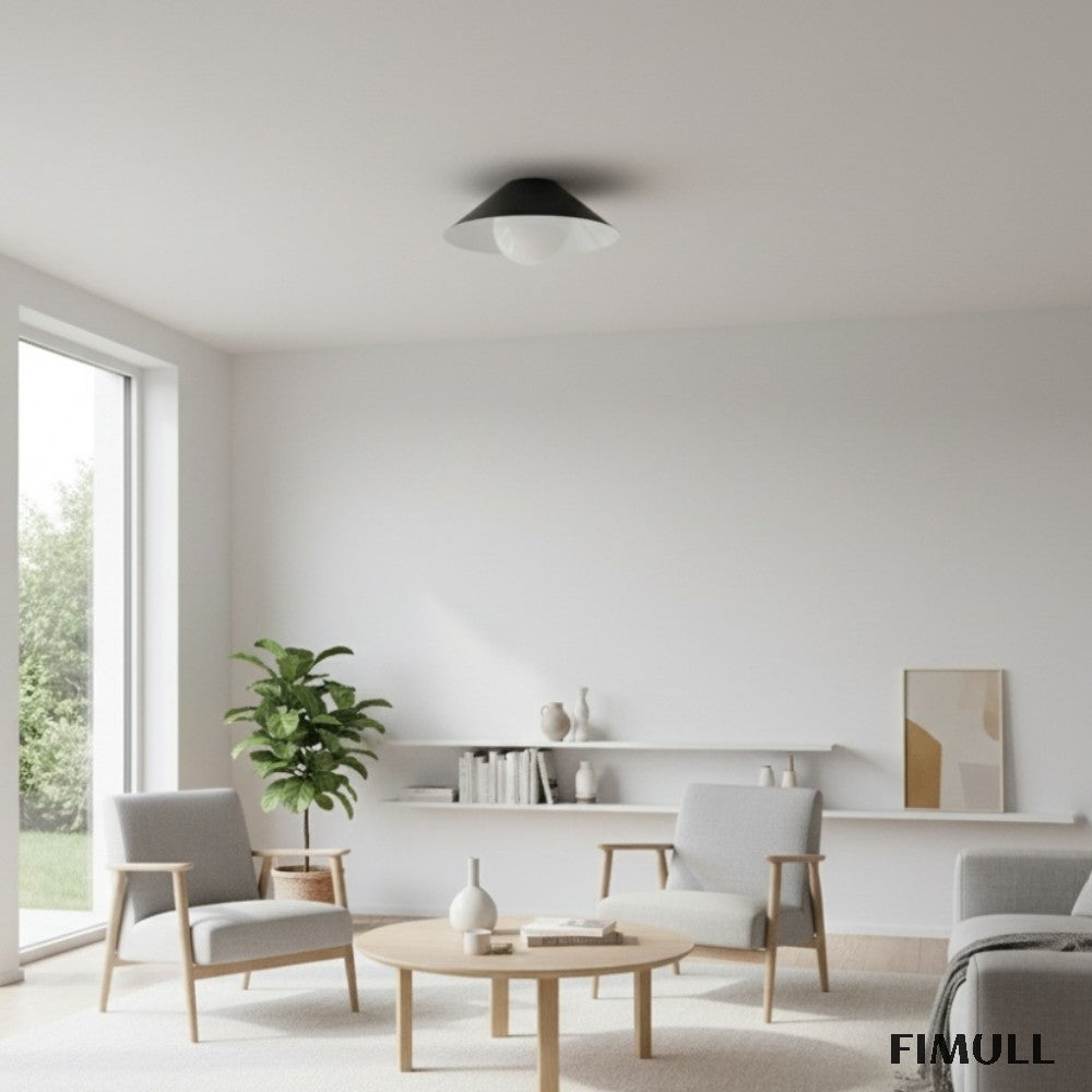 Brivana Metal Semi-Flush Ceiling Light - Modern Cone Lamp for Hallway