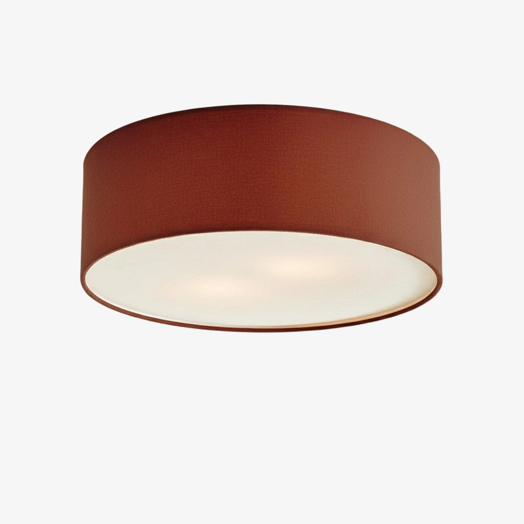 Dumora Linen Drum Ceiling Light - Flush Mount Iron Fixture with Fabric Shade