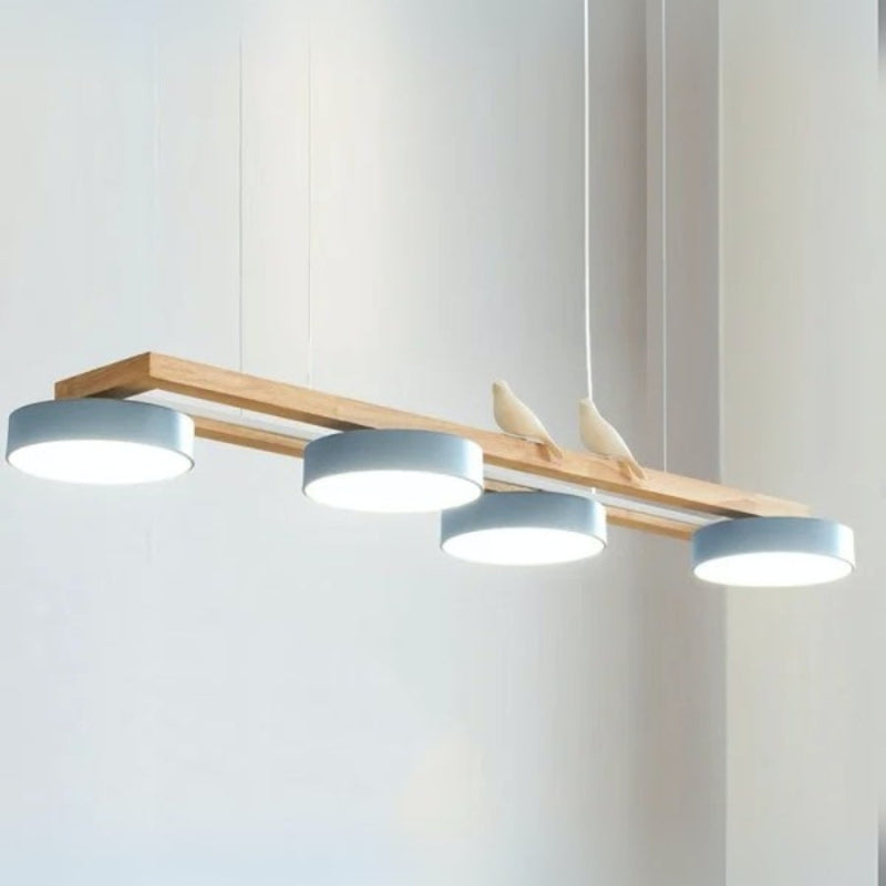 Nordic Nature Bird 4-Light Wood Pendant Light