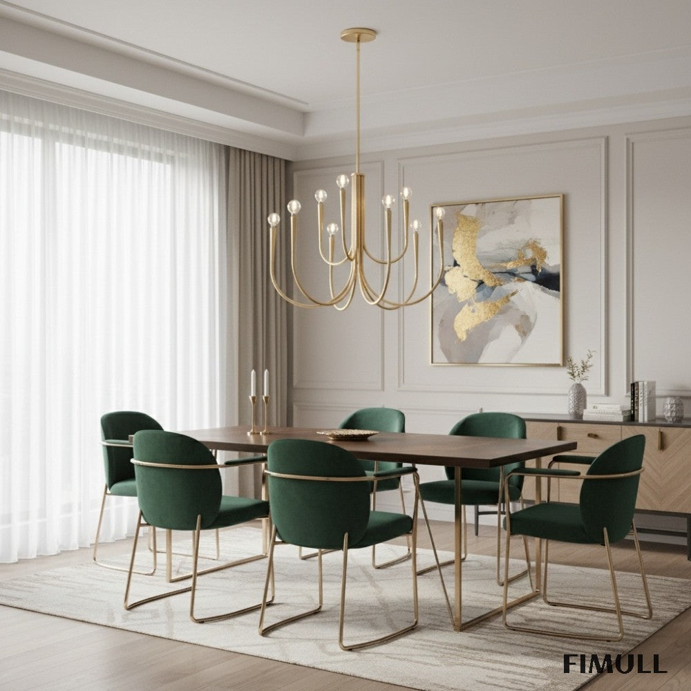 Borvia Metal Swoop Arm Chandelier - Modern Arc Lamp for Living Room