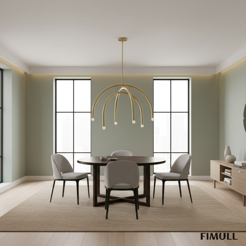 Borvia Rotatable Arm Chandelier - Modern Arc Metal Lamp for Living Room