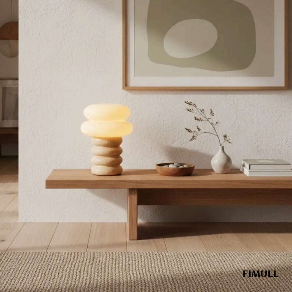 Auralume Refined Sculptural Round Disc Table Lamp for Nightstands