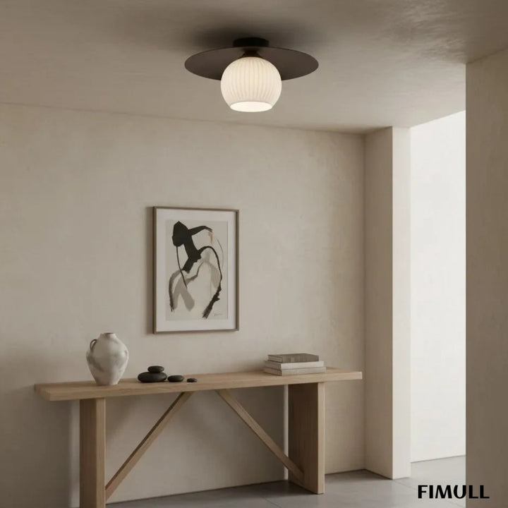 Domebora Striped Glass Orb Ceiling Light - Vintage Dome Design for Hallway