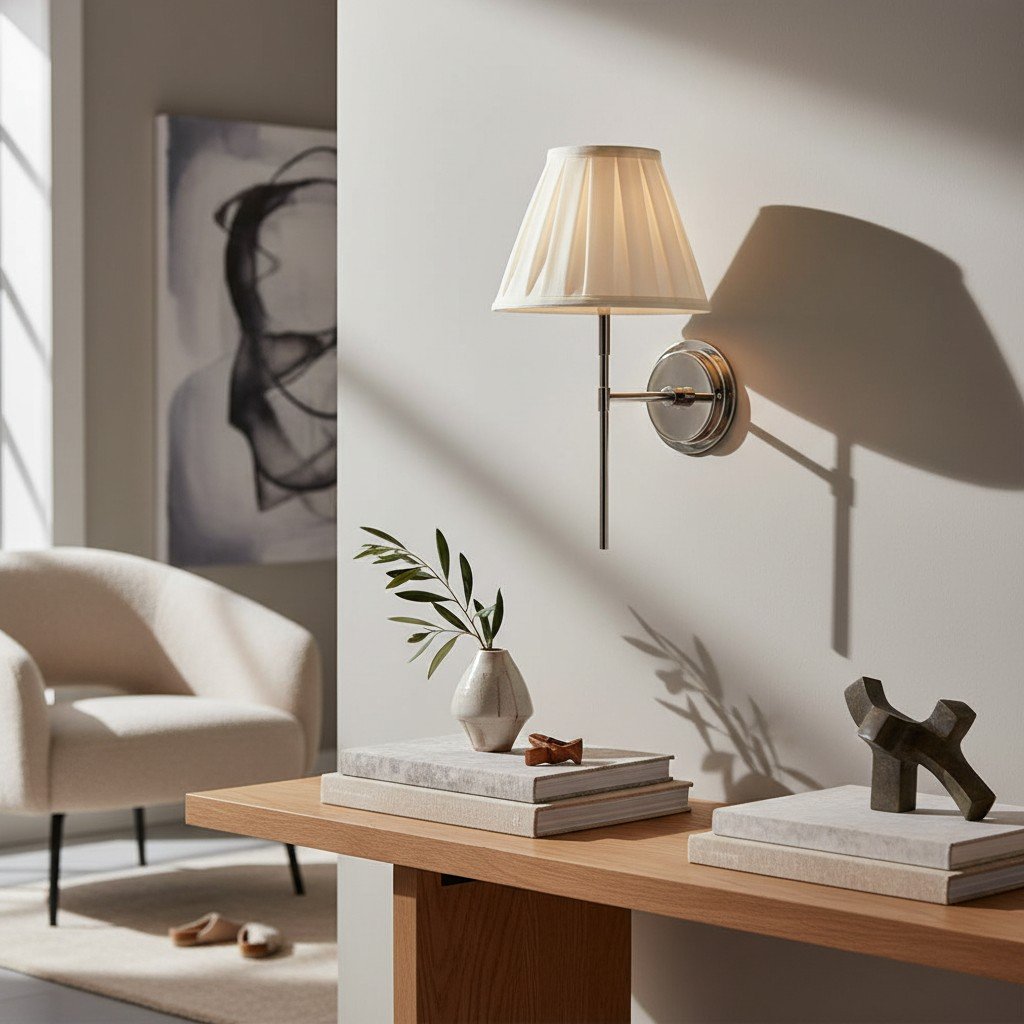 Cremaris Metal Wall Light with Fabric Shade - Timeless Sconce for Interior Lighting