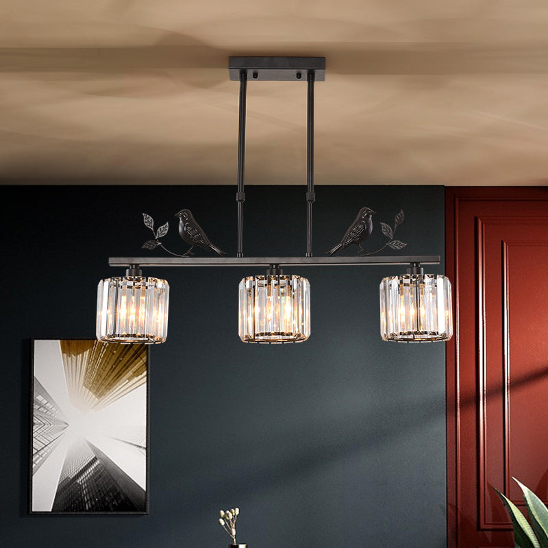 Crystal Island Pendant Light - Multi-Head Bird Theme Luxe Design