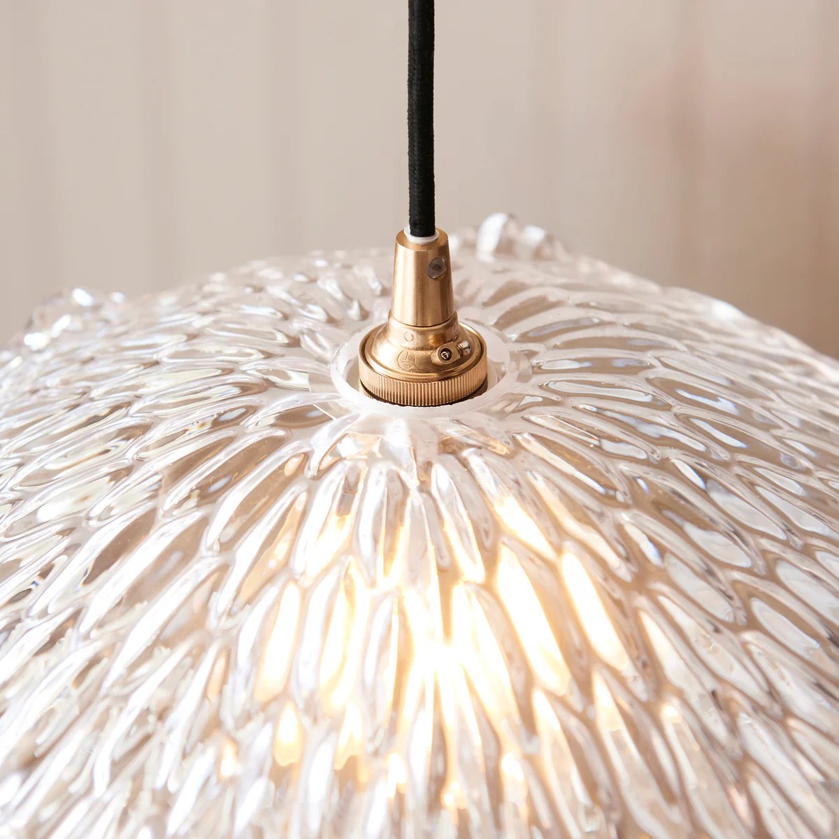 Floriaxis Floral Glass Pendant Light — Floral Glass Shade with Braided Cable for Kitchen or Dining
