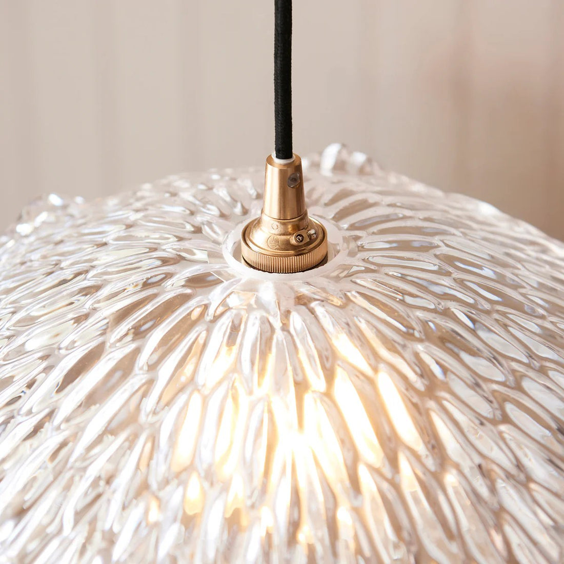 Floriaxis Floral Glass Pendant Light — Floral Glass Shade with Braided Cable for Kitchen or Dining