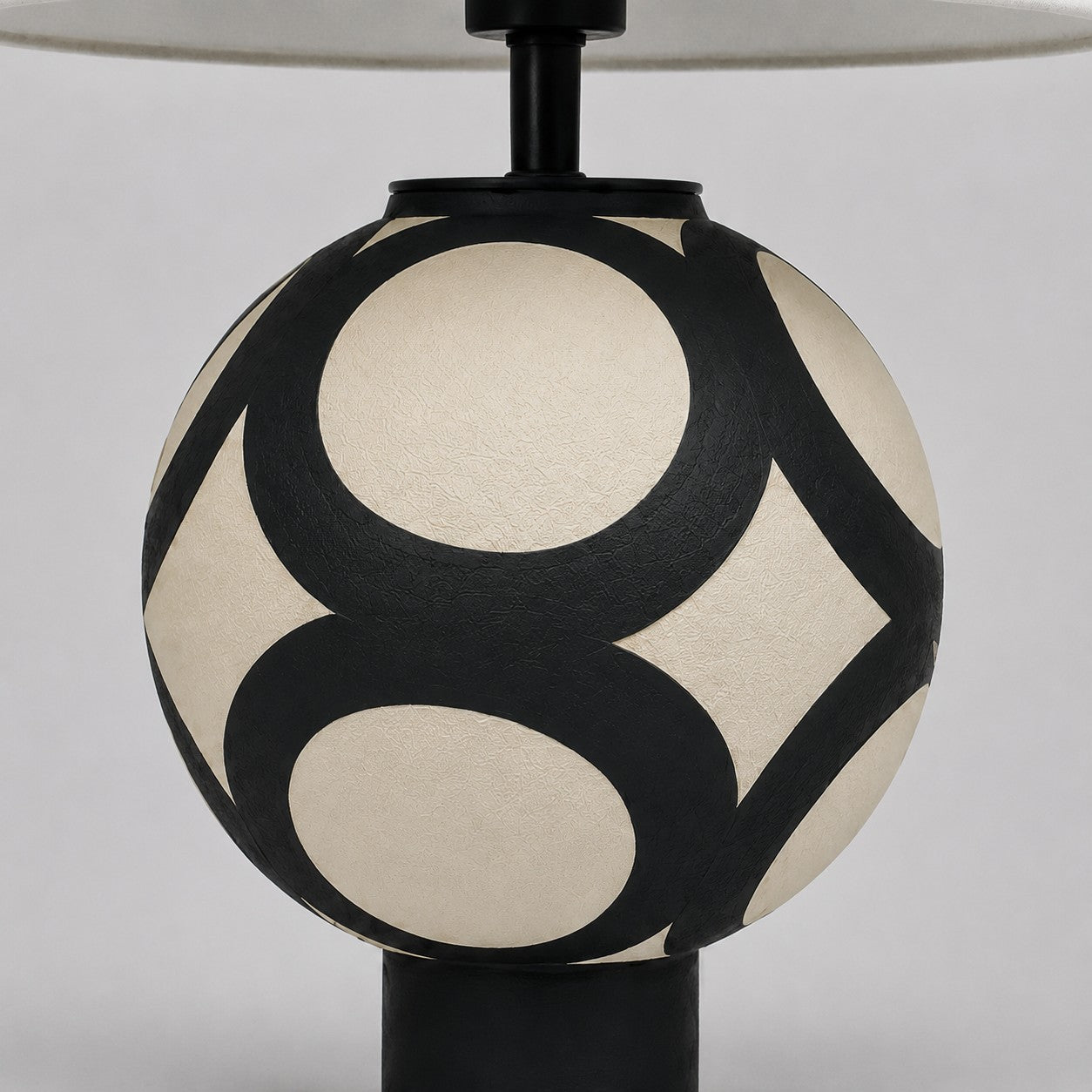 ceramic globe pattern and textured finish detail