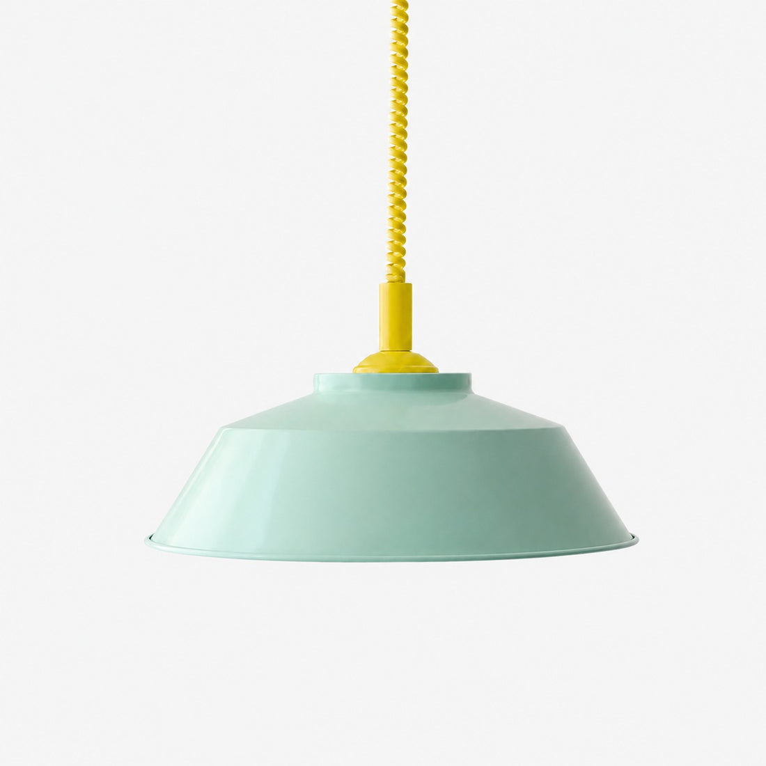 Memphis pendant with mint green shade and yellow cord
