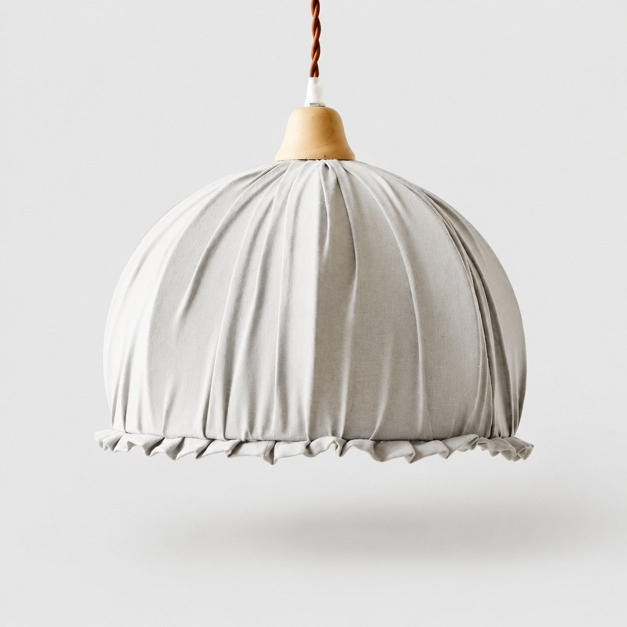 Ruched Fabric Pendant Light with Pleated Shade