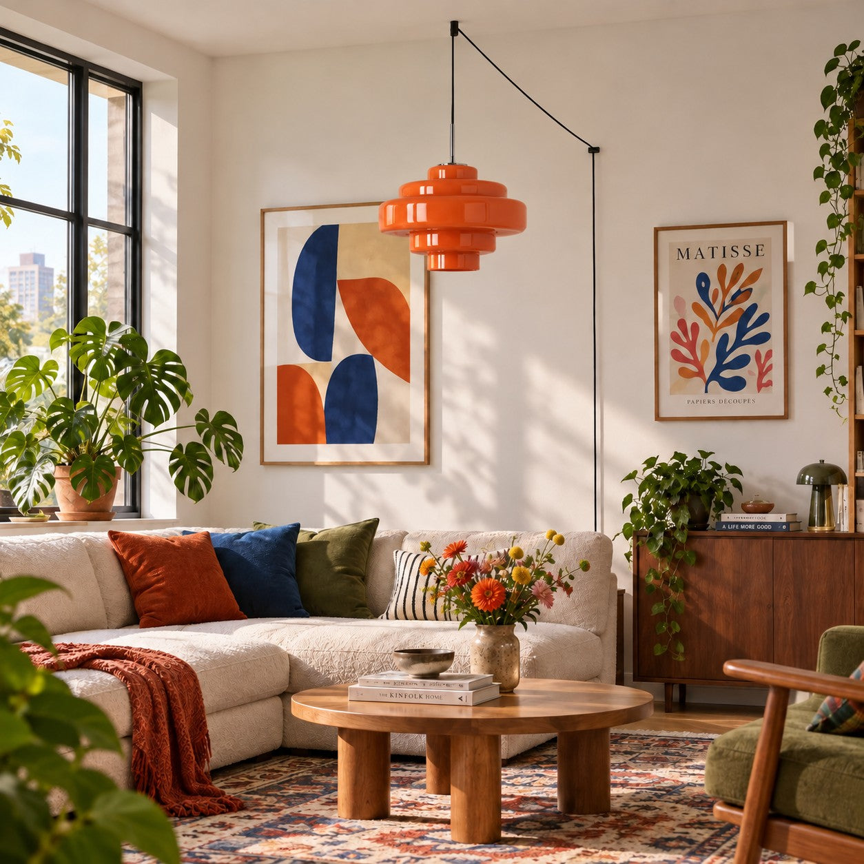 Koloro Millie Glas-Pendelleuchte mit Stecker - Retro-Pendelleuchte in bunten Farben für moderne Innenräume