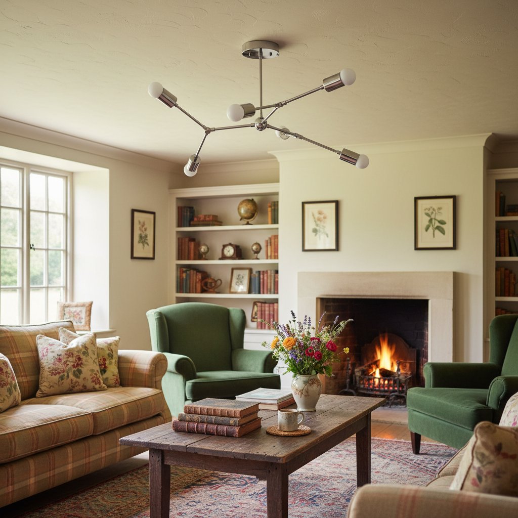 Mobilux Line Industrieller geometrischer Kronleuchter – Deckenleuchte aus Chromnickel