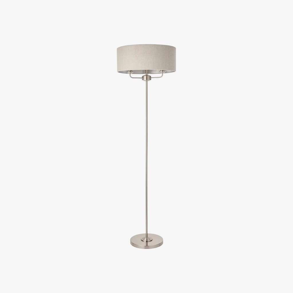 Tela Drum Shade Floor Lamp - Contemporary Fabric Standing Lamp for Home Office