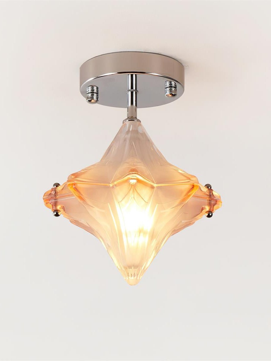 Art Deco Star Ceiling Lamp - Frosted Glass Fixture for Hallway & Entryway - Astris Ceres