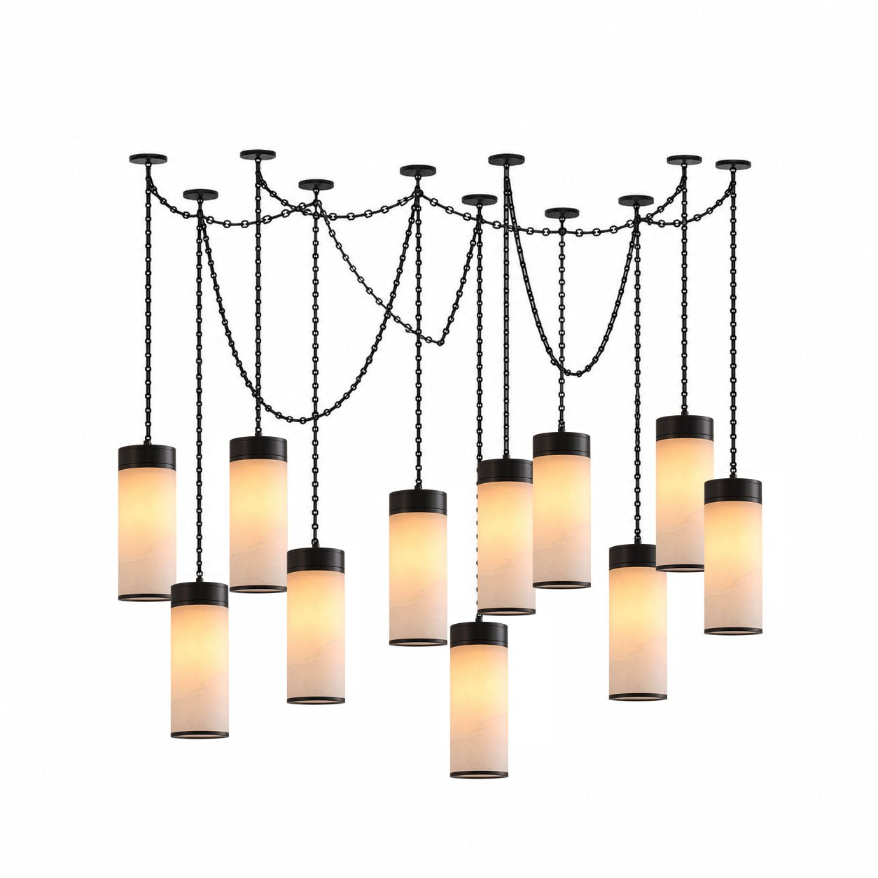 Cream Alabaster Chain Hardwired Pendant Light