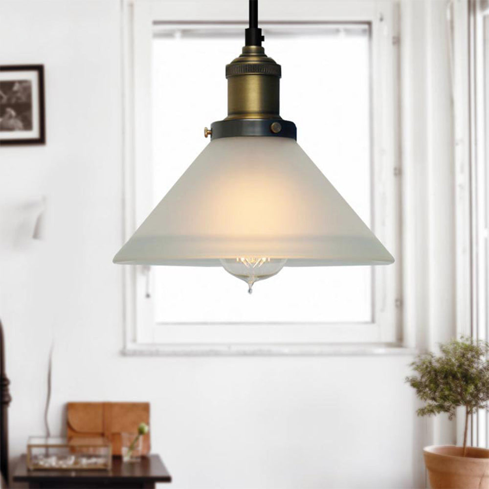 Retro Striped Glass Pendant Light - Creative Bowl Design for Bedroom