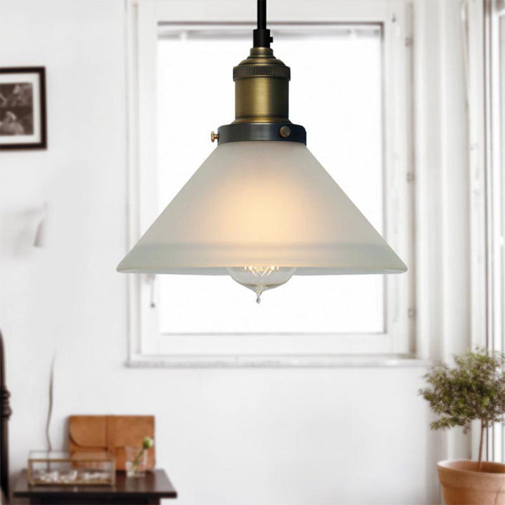 Retro Striped Glass Pendant Light - Creative Bowl Design for Bedroom