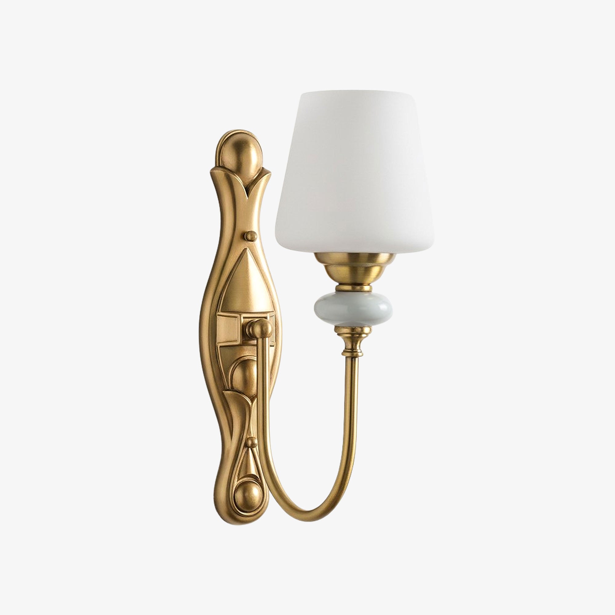 Rowanea Ceramic Wall Sconce with Fabric Shade and Metal Finish - Farmhouse Modern Hallway Light