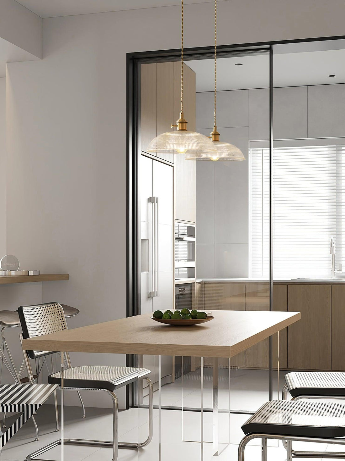Polished Brass Domed Glass Plug-In Pendant
